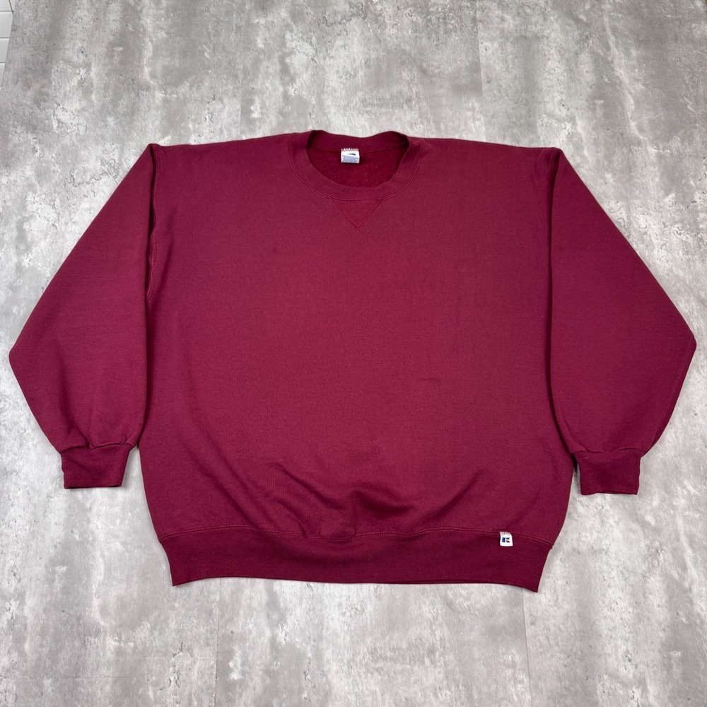 Vintage Russell Athletic Blank Sweatshirt Mens XXL Red Pullover Crewneck 90s USA